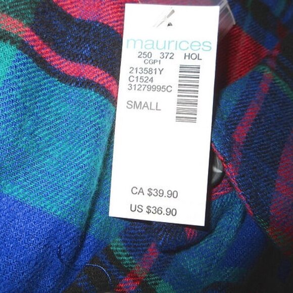 Maurices Patchwork Plaid Flannel Shirt Size S Button Up Oversized Artsy NWT - Picture 11 of 11
